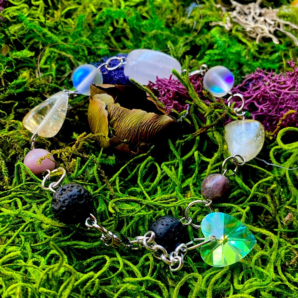 Rose Quartz Citrine Lepidolite Crystal Bracelet